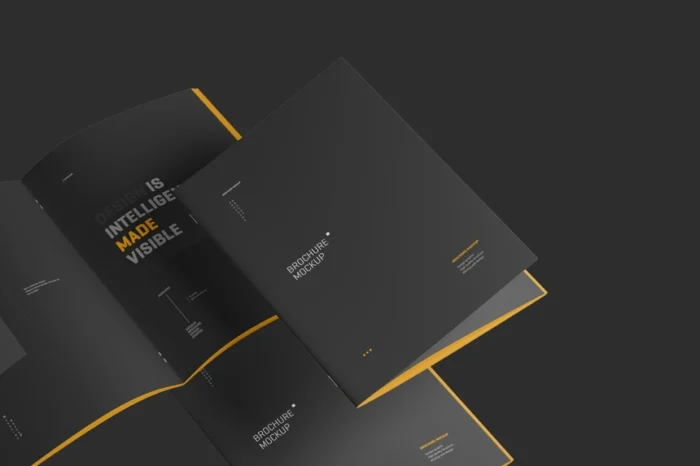 Free Elegant A4 Brochure Mockup PSD with customizable design and realistic presentation.