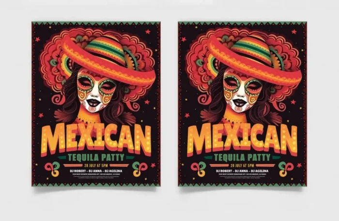 Free Mexican Flyer Template PSD for vibrant event promotions. Customizable, print-ready design with festive Mexican-inspired elements.