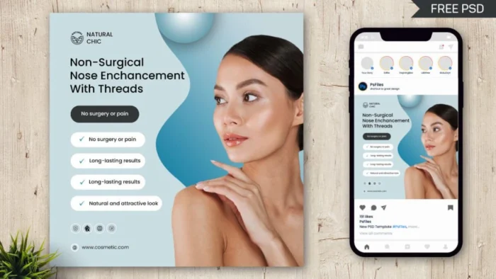 Skin care Instagram post template with clean, modern design for product promotion.