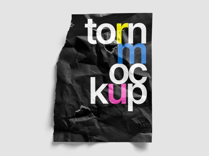 Free torn paper effect poster mockup showcasing edgy, street-style artwork and design.