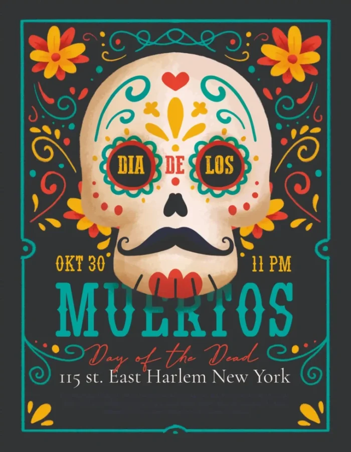 Free Day of the Dead Poster Template PSD – Customizable & Print-Ready!