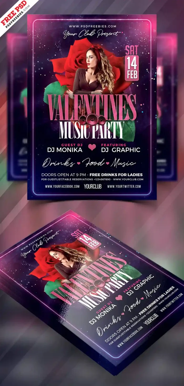 Valentine Music Flyer PSD Template - Image 2