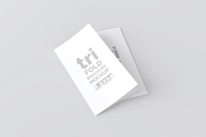 Professional trifold brochure mockup PSD showcasing elegant marketing and branding designs.