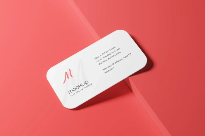 Round Corner Visiting Card Mockup showcasing sleek, modern design with realistic shadows and details.
