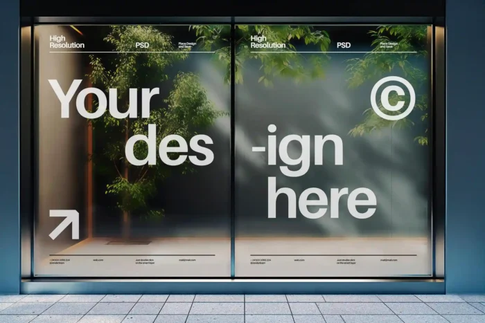 Free Shopfront Advertisement PSD Mockup for realistic and professional branding presentations.