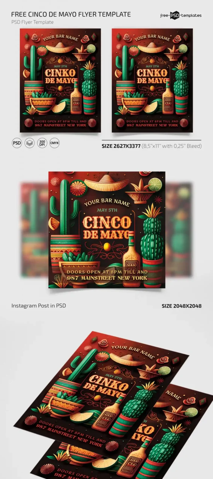 Free Cinco de Mayo Flyer Template for events and promotions.
