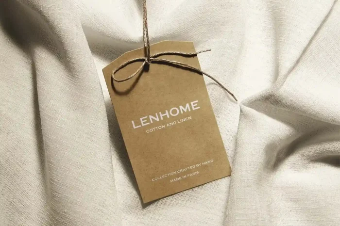 Free apparel tag mockup with customizable colors and rope for branding presentations.