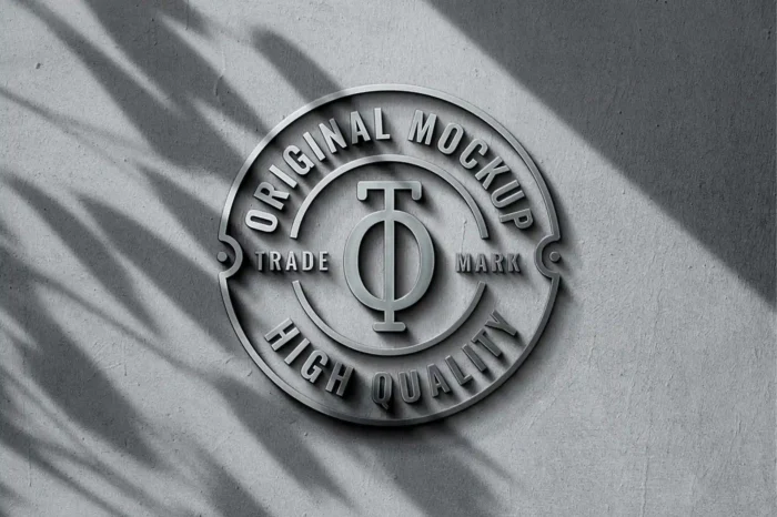 Steel Logo Mockup on a minimalist wall for sleek, modern logo presentations and professional branding.