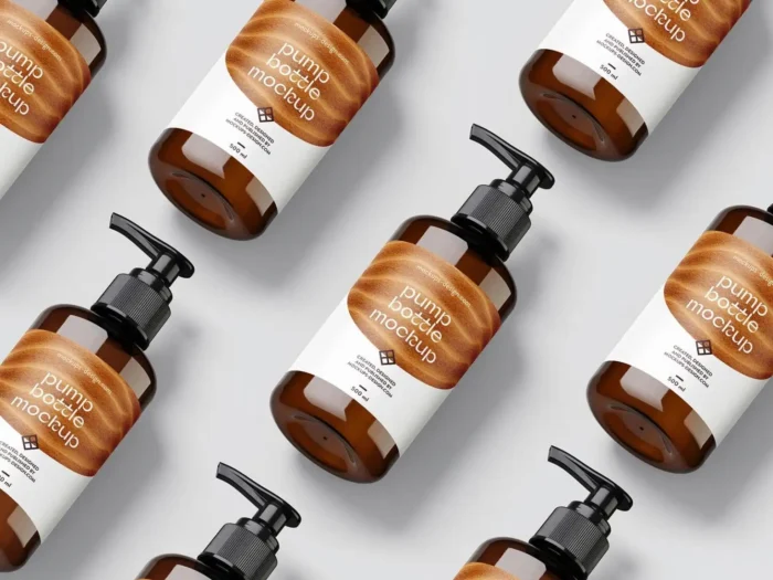 Free Cosmetic Pump Bottle Mockup