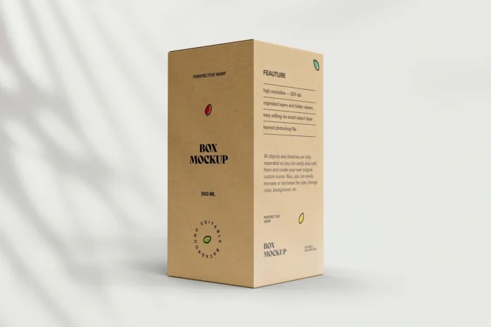 Free Craft Paper Box Mockup for eco-friendly product packaging designs.