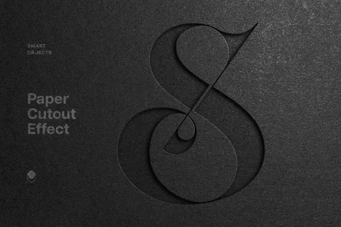 Black Cutout Paper Mockup with realistic cardboard texture for stylish logo and design presentations.