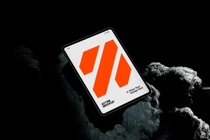 Free iPad Pro 12.9 Mockup showcasing sleek, modern tech branding and app designs.