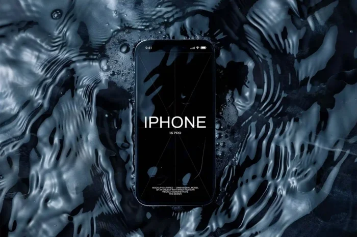Free Floating iPhone 15 Pro Mockup showcasing app UI/UX designs in a dynamic presentation.