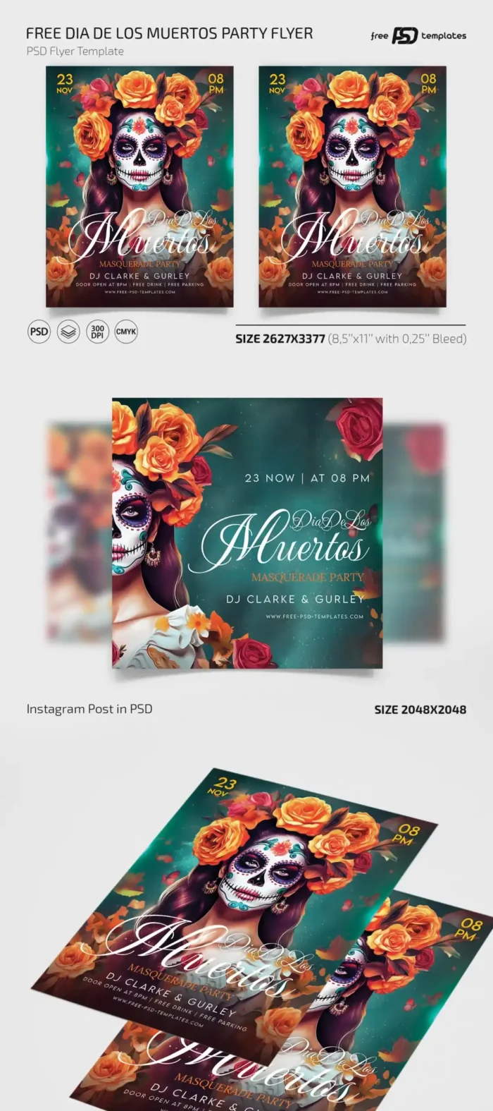 Free Día de los Muertos Poster Template