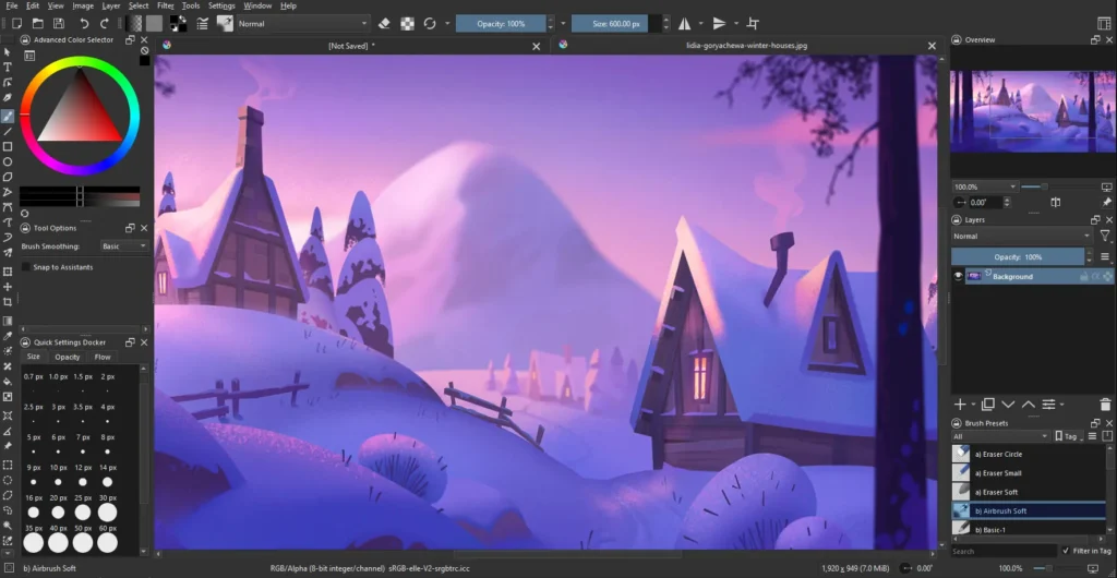 17 Best Free Graphic Design Software in 2025 | ResourceFlix Preview of Krita's interface
