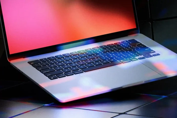 Free Neon Light MacBook Air Mockup