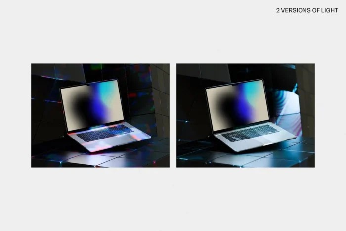 Free Neon Light MacBook Air Mockup