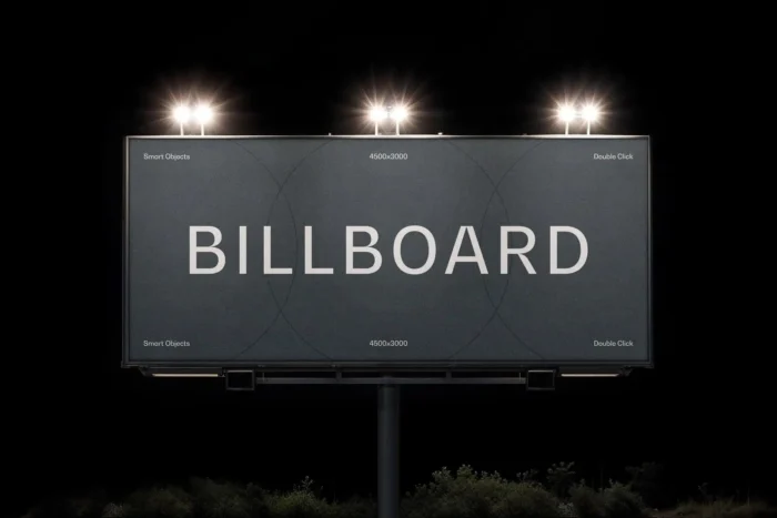 Night lightbox billboard mockup PSD for glowing poster, ad, and branding design presentations.