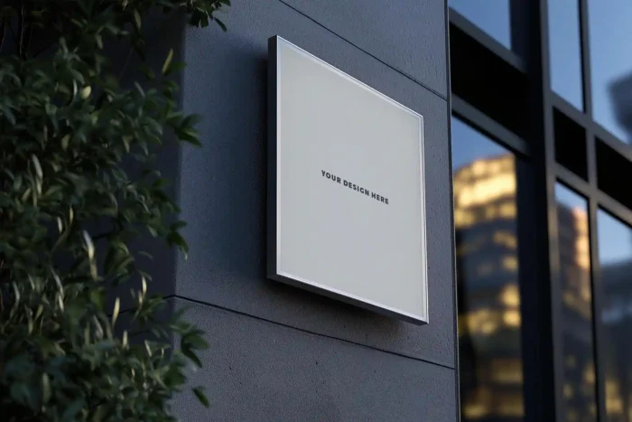 Realistic Outside Wall Signboard Mockup PSD