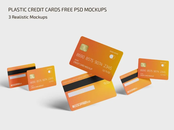 Free Plastic Credit Card Mockup for branding, gift cards, and realistic design presentations.