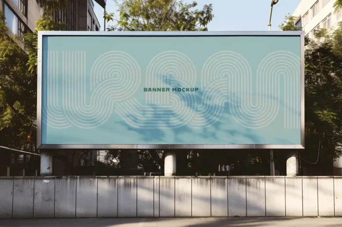 Realistic outdoor billboard mockup showcasing vibrant advertising and branding designs.