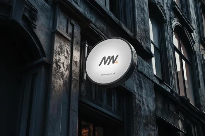 Free Circle Signboard Logo Mockup for professional logo presentation and easy customization.