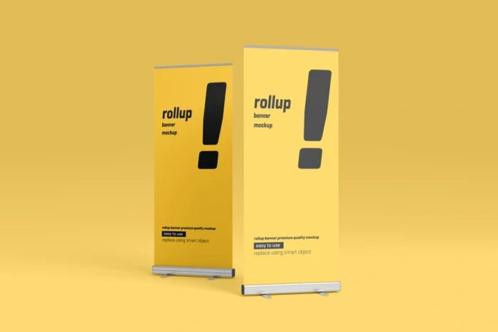 Free Realistic Rollup Banner Mockup