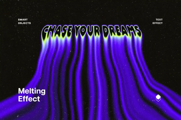 Free Liquid Melting Text Effect PSD for Y2K posters, psychedelic art, and bold distorted typography.