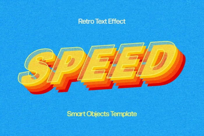 Free 70s Retro Text Effect PSD with bold, groovy style for vintage posters, branding, and more.