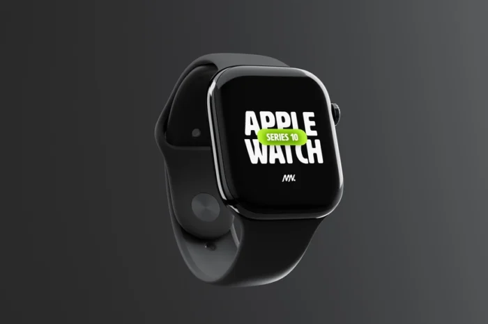 Free Apple Watch Series 10 Mockup PSD, high-res, fully editable, ideal for app UI and branding.