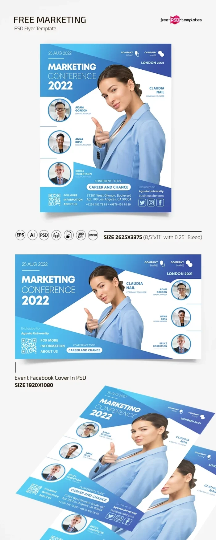 Free Corporate Marketing Flyer Template PSD and AI high resolution editable design for print and digital marketing