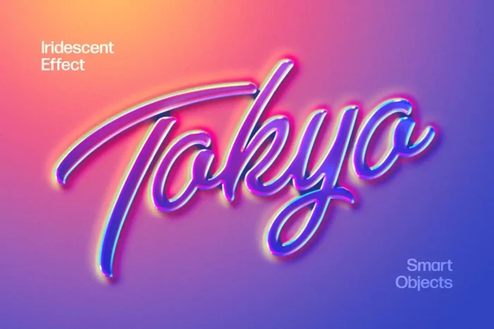 Free Gradient Holo Text Effect with vibrant neon glow and retro-futuristic holographic style.