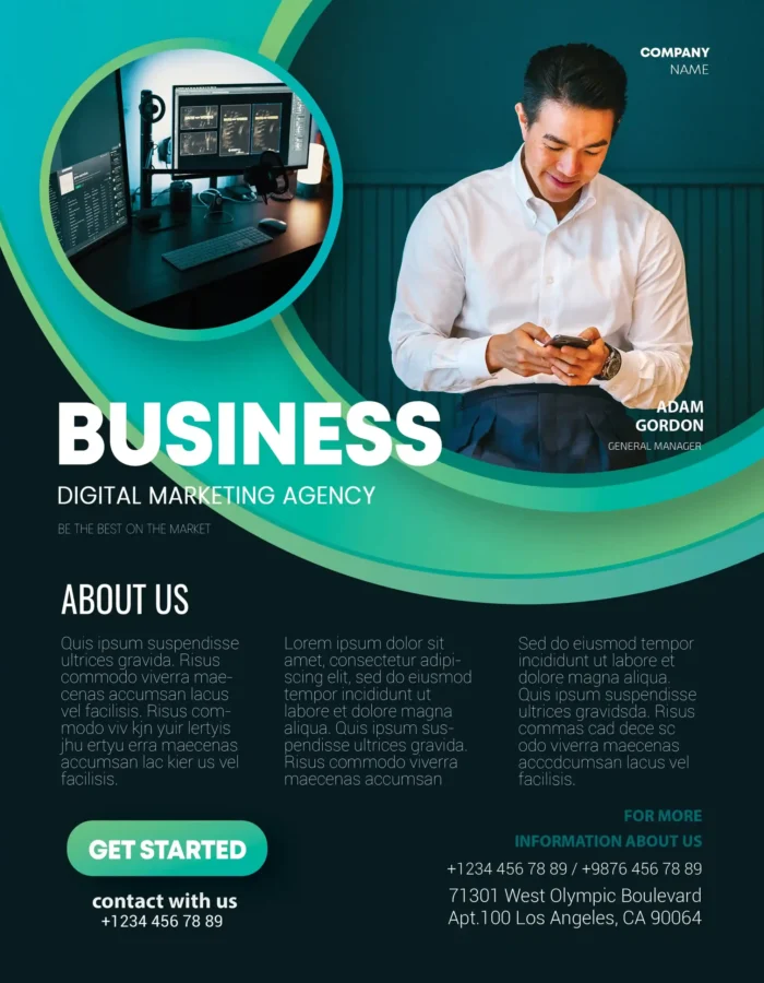 Business flyer template for corporate promotion and events in editable PSD format.