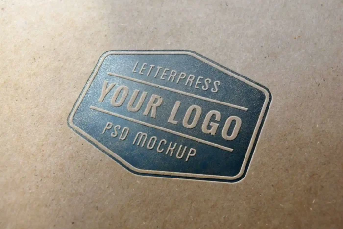 Free Letterpress Logo Mockup showcasing embossed logo design on textured paper background.