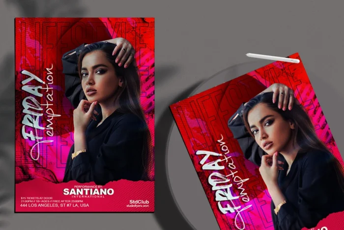 Free red-themed Lifestyle Night Club flyer template for events and parties