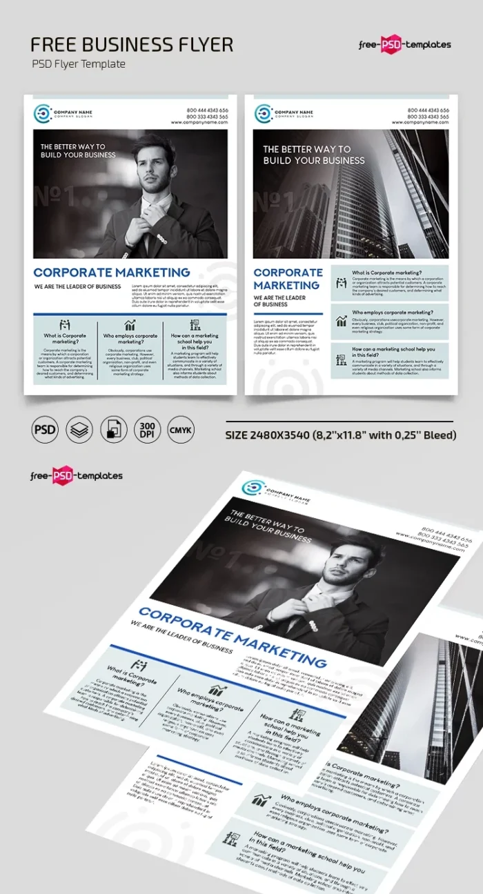 Free Corporate Marketing Flyer PSD editable design for professional promotions and branding.