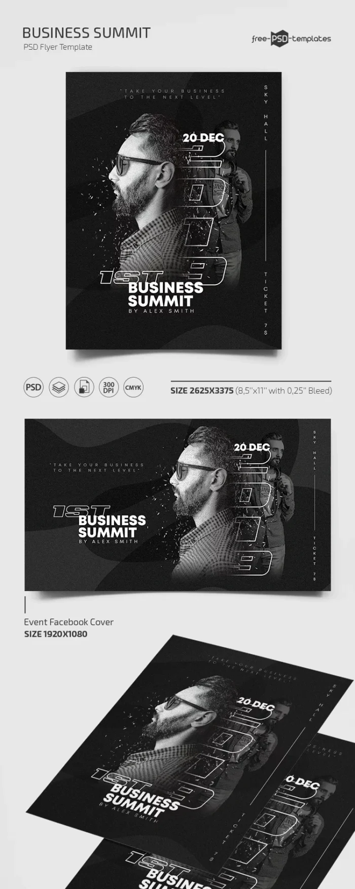 Free Business Typography Flyer Template PSD high resolution editable professional design for print marketing