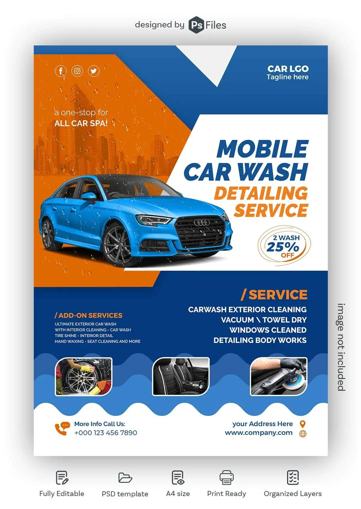 Free car wash business flyer template for auto detailing promotions