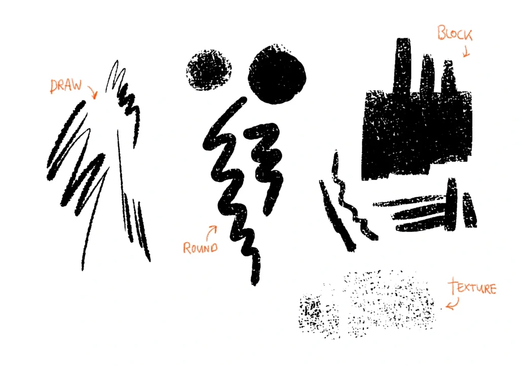 Hard-Edge Charcoal Brushes With Texture by Postmax
