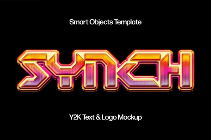Free Y2K chrome text effect PSD with futuristic, metallic style for logos and posters