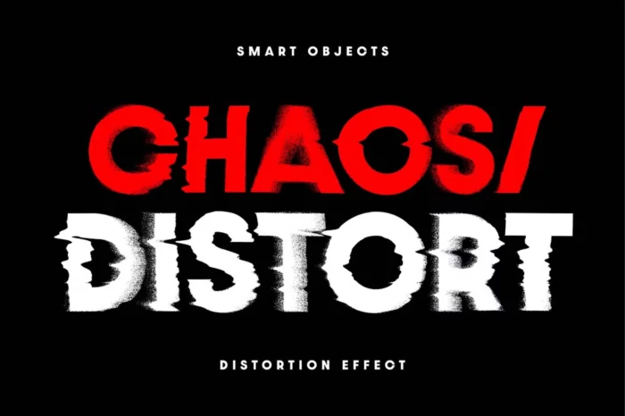 Free distortion text and graphic effect PSD with glitch-style, warped design for tech visuals.