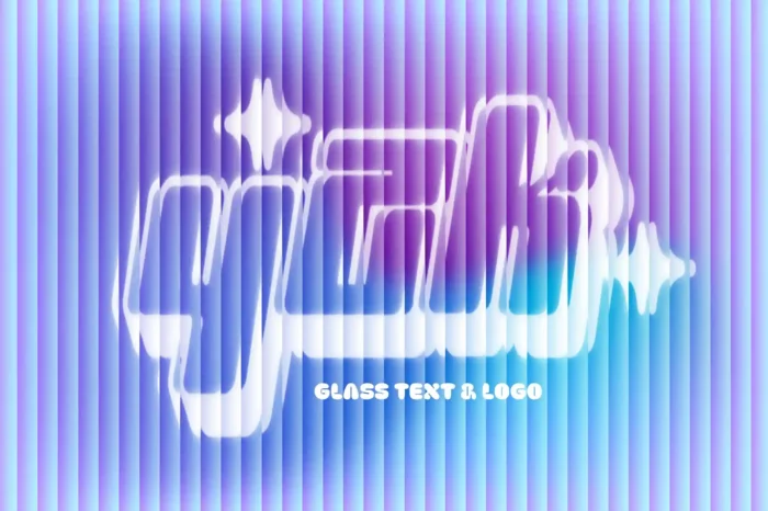 Free Y2K Style Glass Effect Logo Mockup with futuristic retro design and sleek glass finish.