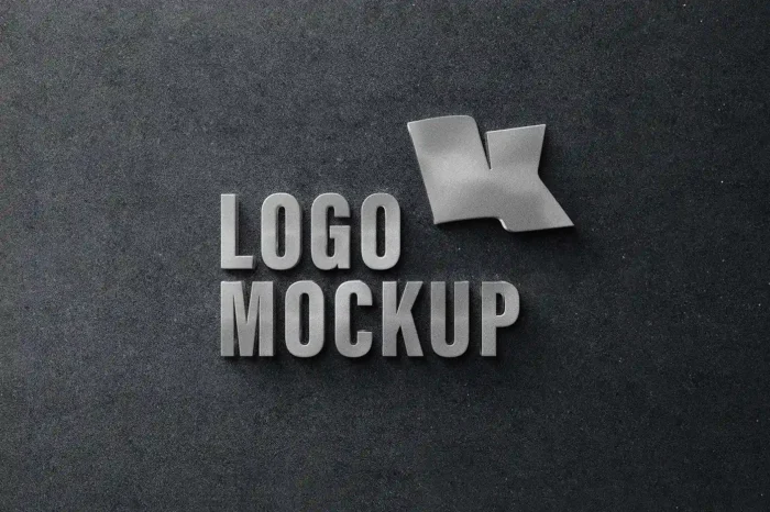 Free Metallic Sign Logo Mockup with sleek steel framework for professional branding.