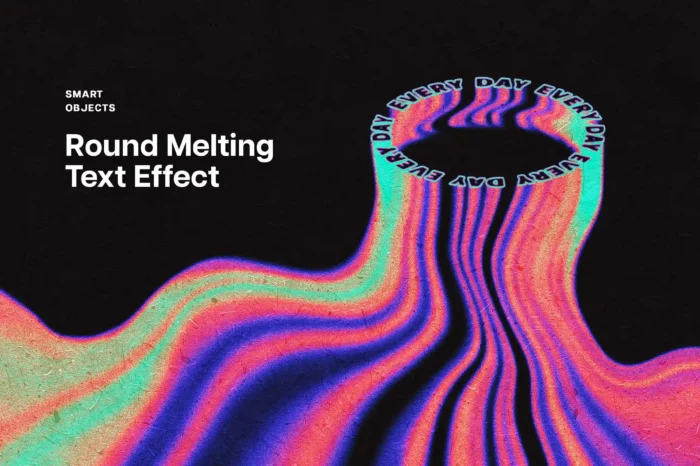 Free Round Melting Text Effect PSD with 3D liquid style for bold, fun typography.