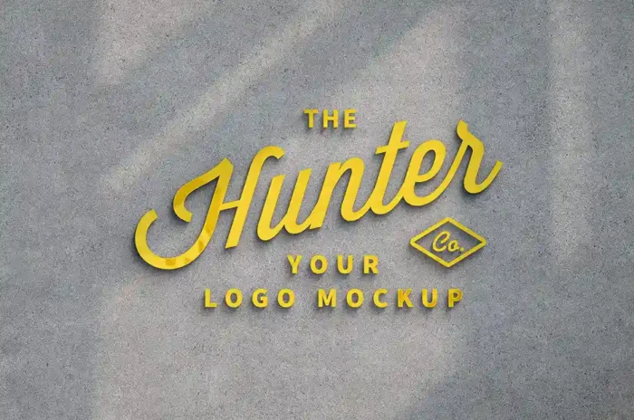 Free realistic wall logo mockup PSD for showcasing branding in a professional wall setting.