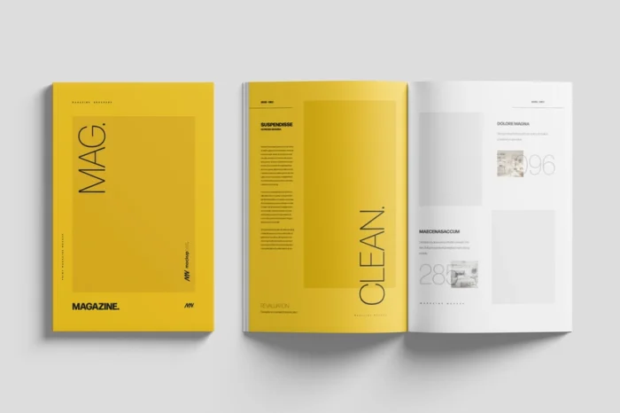 Professional magazine mockup PSD with editable layout for realistic cover and spread previews