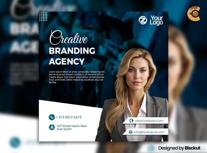 Corporate branding flyer template PSD with modern layout, ideal for business and marketing promotions.