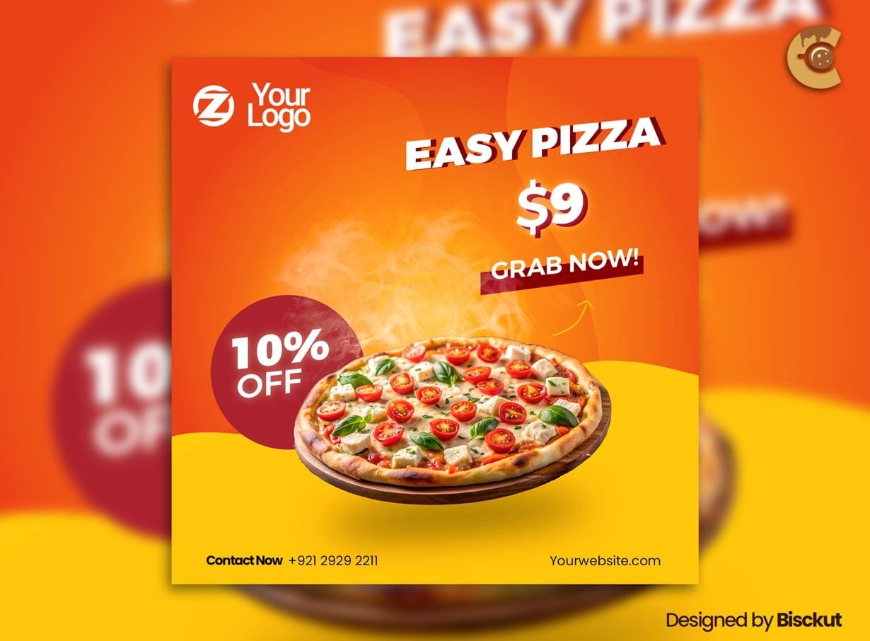 Restaurant promotional flyer template for food deals and offers.