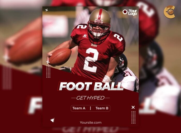 NFL sports flyer template for football event promotions, with bold design for social media and print