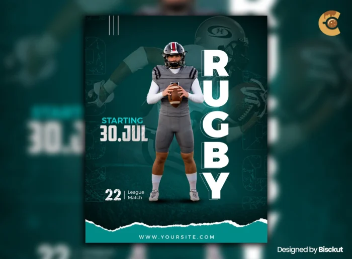 Free Football Flyer Template – Editable PSD for match promotions, sports events, and social media.